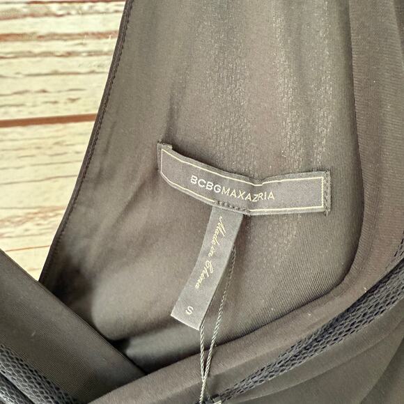 BCBGMAXAZRIA New Mesh & Jersey Crossover Dress Black Combo Size Small - Picture 8 of 14